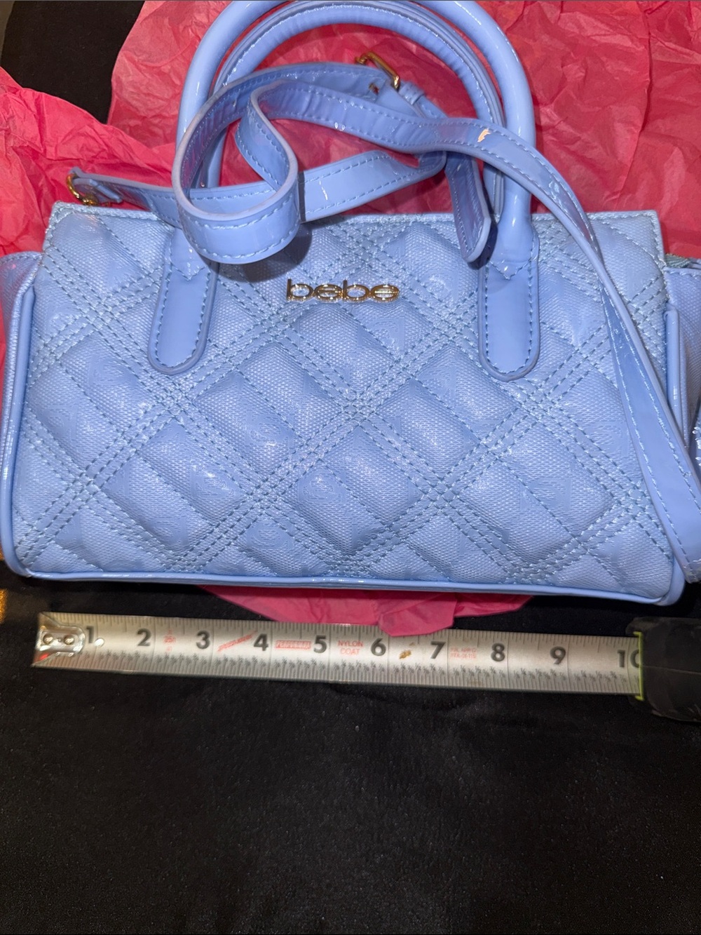 bebe Quilted Mini Satchel Handbag - Light Blue